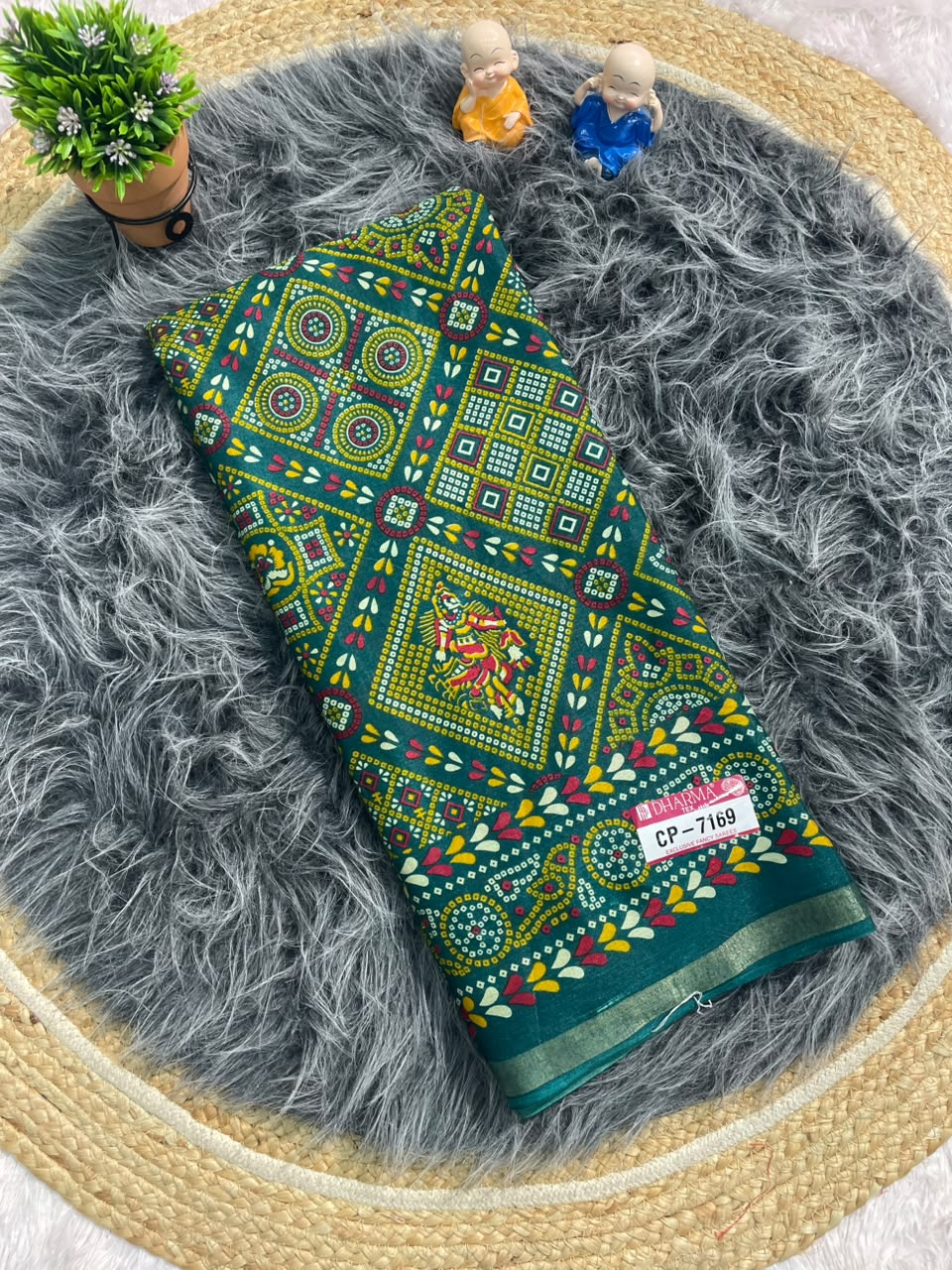 CP-7169 MAL COTTON FABRIC SAREE WITH BEAUTIFUL RICH PALLU DESIGN WITH HEAVY PRINT ON SAREE WITH BLOUSE