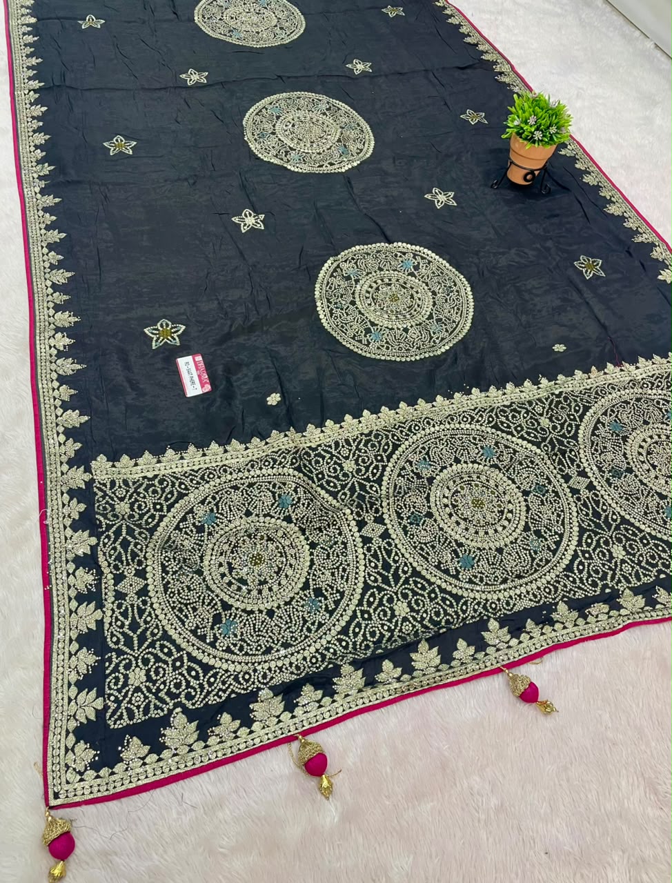 RD-SAAT PHERE-7 VISCOS SILK FABRIC SAREE WITH BEAUTIFUL DESIGN WITH RICH PALLU DESIGN WITH HEAVY JARKAN WORK WITH PIPING AND LATKAN WITH BLOUSE
