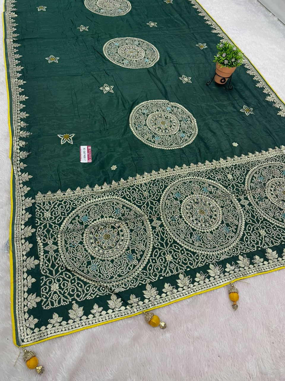 RD-SAAT PHERE-7 VISCOS SILK FABRIC SAREE WITH BEAUTIFUL DESIGN WITH RICH PALLU DESIGN WITH HEAVY JARKAN WORK WITH PIPING AND LATKAN WITH BLOUSE