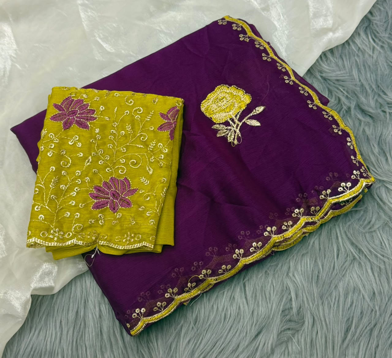 NN-2178 RANGOLI FABRIC SAREE WITH BEAUTIFUL DESIGN WITH EMBROIDERY WORK WITH CUTWORK WITH CONTRAST BLOUSE