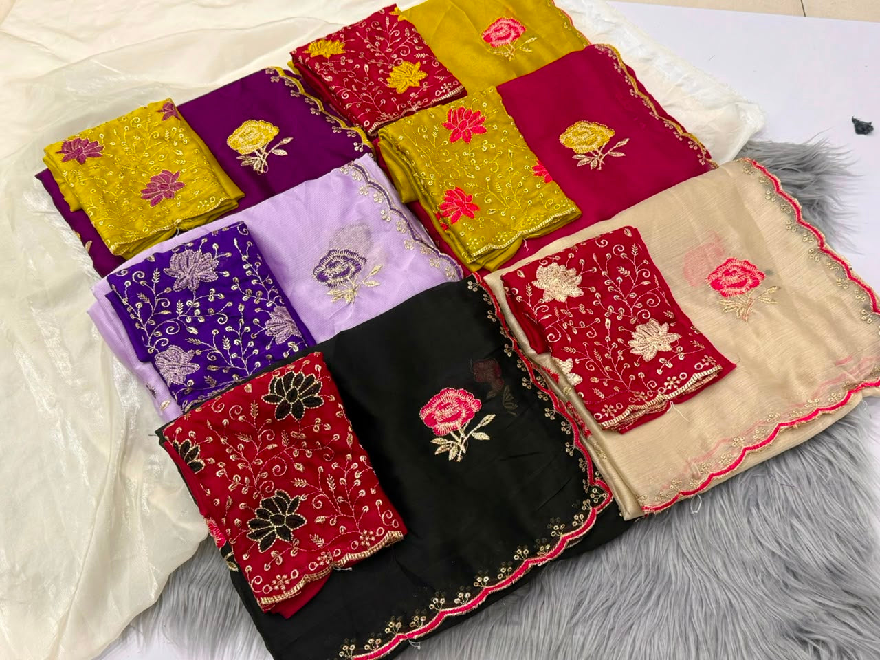 NN-2178 RANGOLI FABRIC SAREE WITH BEAUTIFUL DESIGN WITH EMBROIDERY WORK WITH CUTWORK WITH CONTRAST BLOUSE