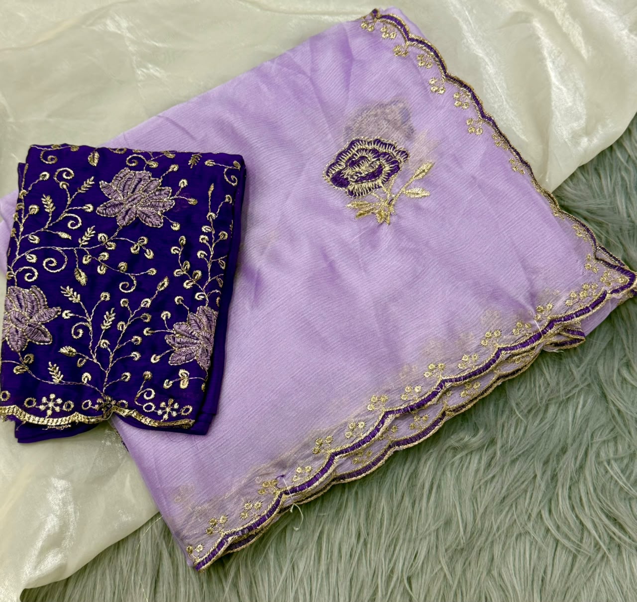 NN-2178 RANGOLI FABRIC SAREE WITH BEAUTIFUL DESIGN WITH EMBROIDERY WORK WITH CUTWORK WITH CONTRAST BLOUSE
