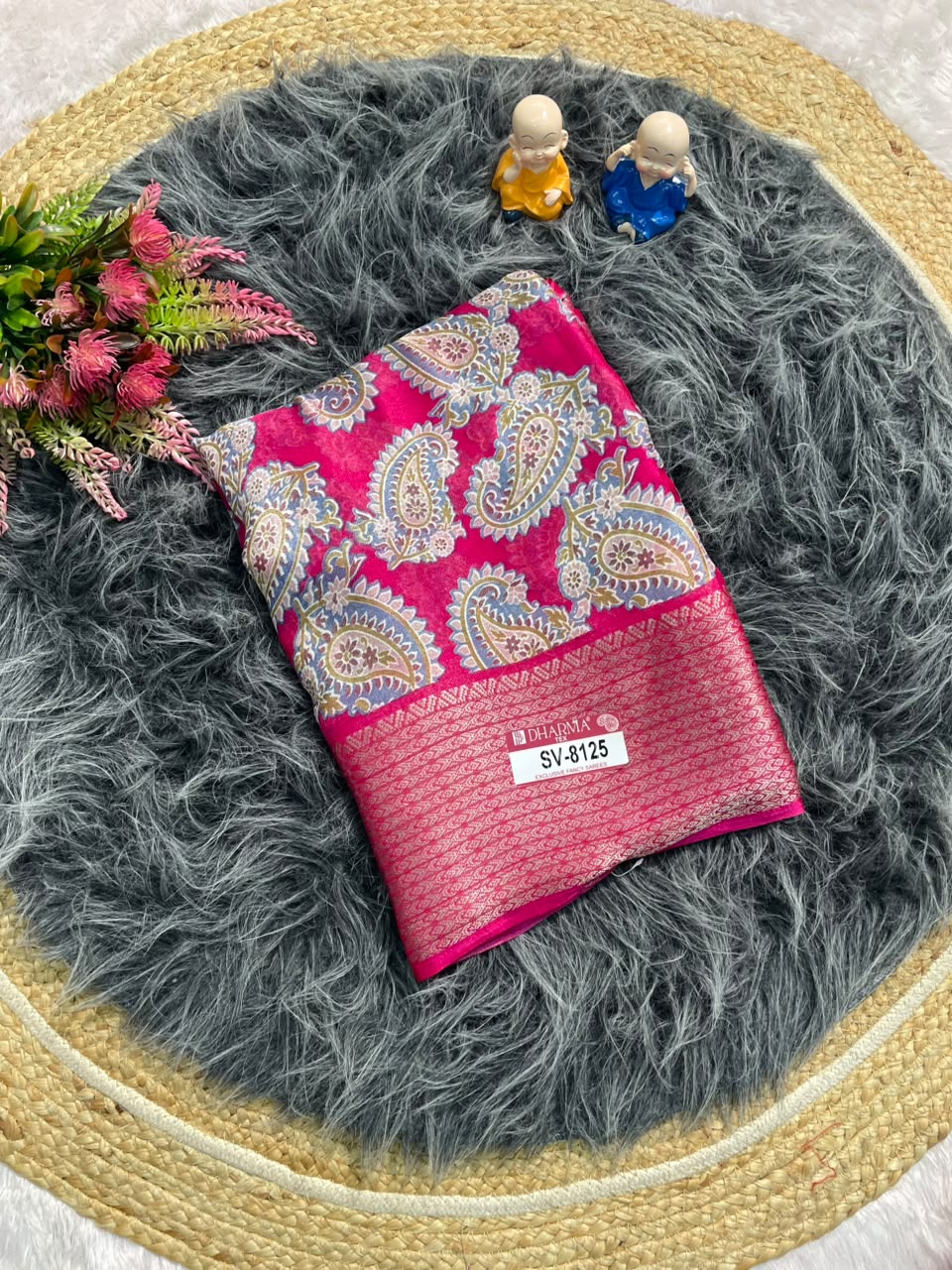 SV-8125 MAL COTTON FABRIC SAREE WITH BEAUTIFUL RICH PALLU DESIGN WITH CARRY DESIGN ALL OVER ON BODY WITH BLOUSE
