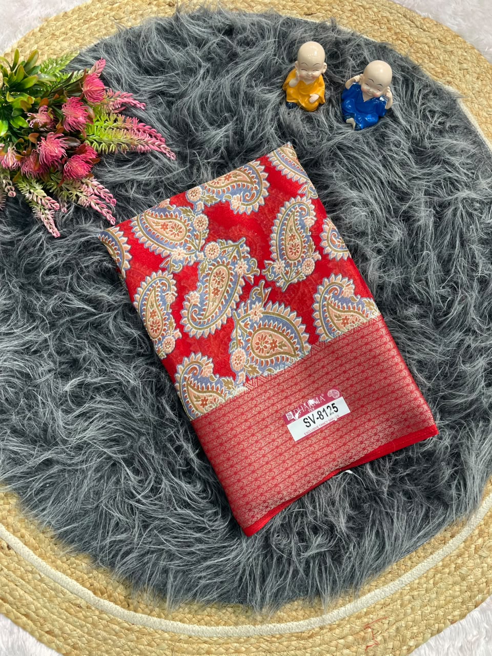 SV-8125 MAL COTTON FABRIC SAREE WITH BEAUTIFUL RICH PALLU DESIGN WITH CARRY DESIGN ALL OVER ON BODY WITH BLOUSE
