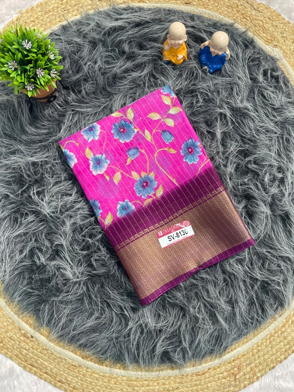 SV-8130 DOLA RIKO FABRIC SAREE WITH BEAUTIFUL FLORAL PRINT WITH BLOUSE