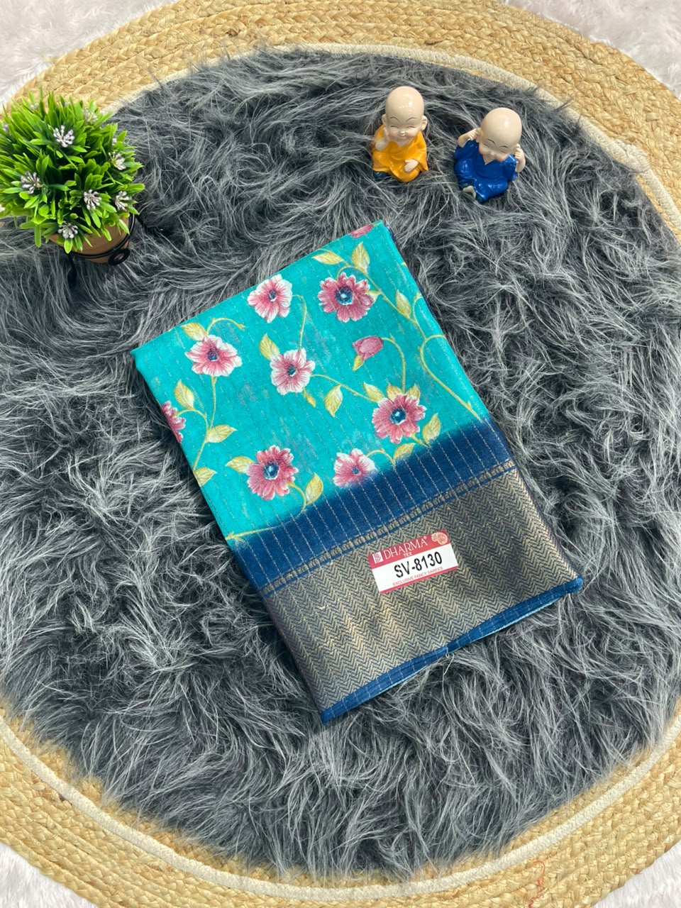 SV-8130 DOLA RIKO FABRIC SAREE WITH BEAUTIFUL FLORAL PRINT WITH BLOUSE