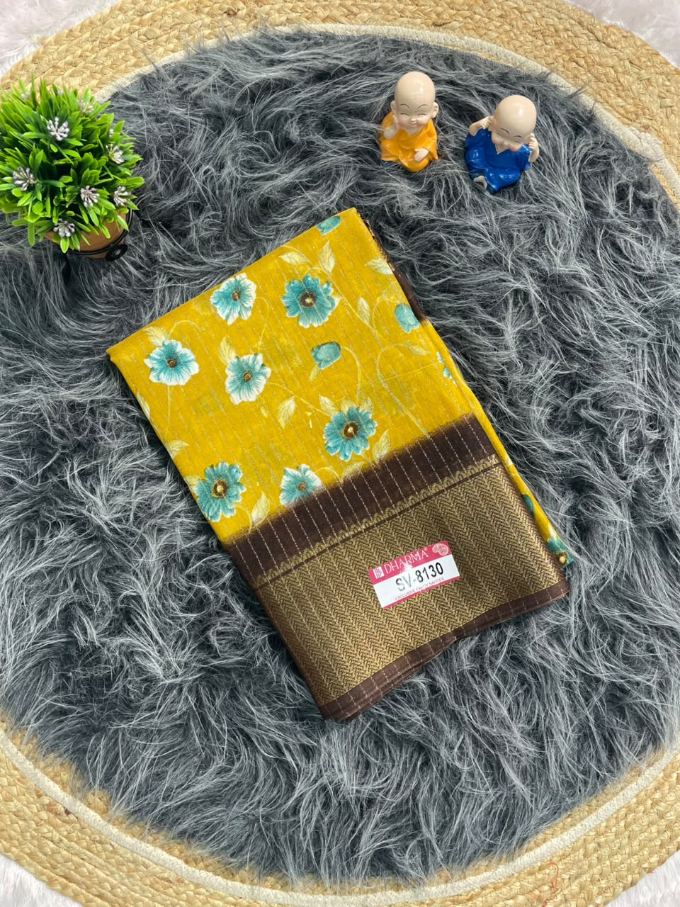 SV-8130 DOLA RIKO FABRIC SAREE WITH BEAUTIFUL FLORAL PRINT WITH BLOUSE