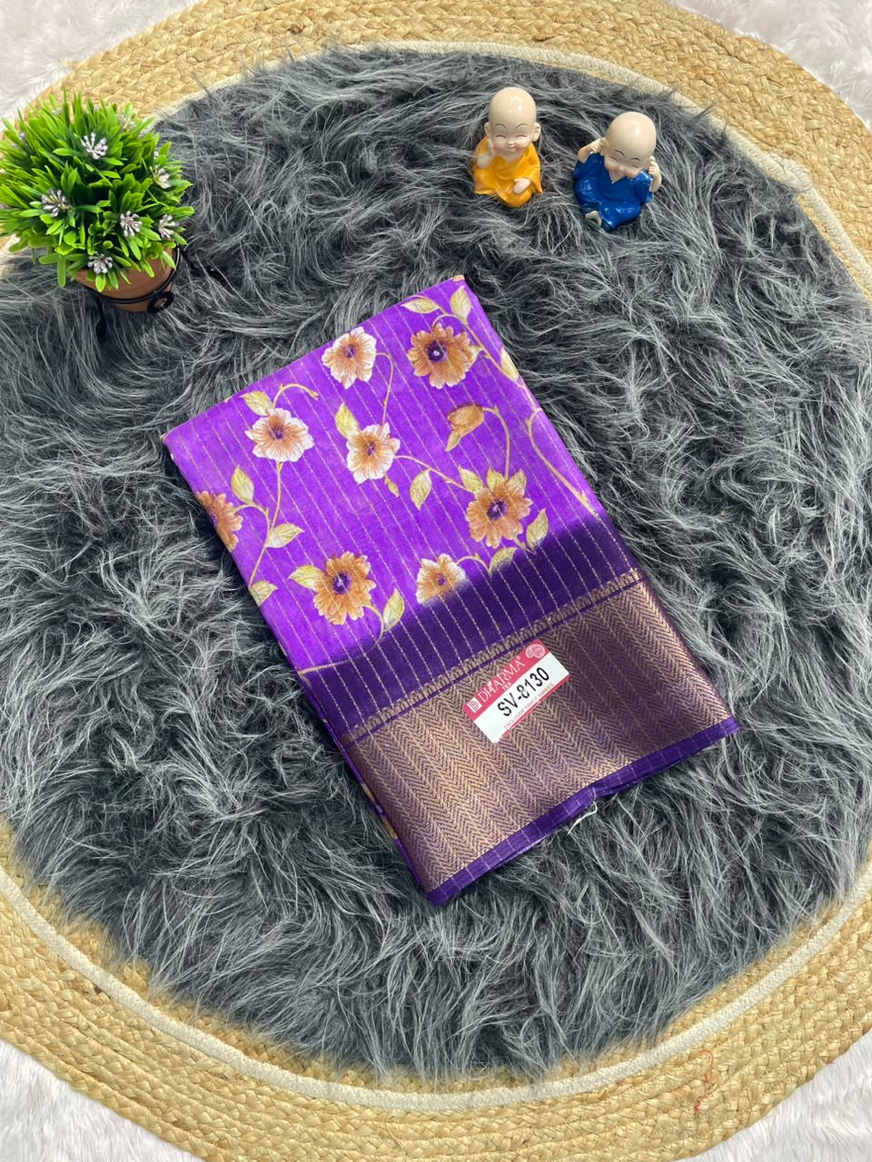 SV-8130 DOLA RIKO FABRIC SAREE WITH BEAUTIFUL FLORAL PRINT WITH BLOUSE