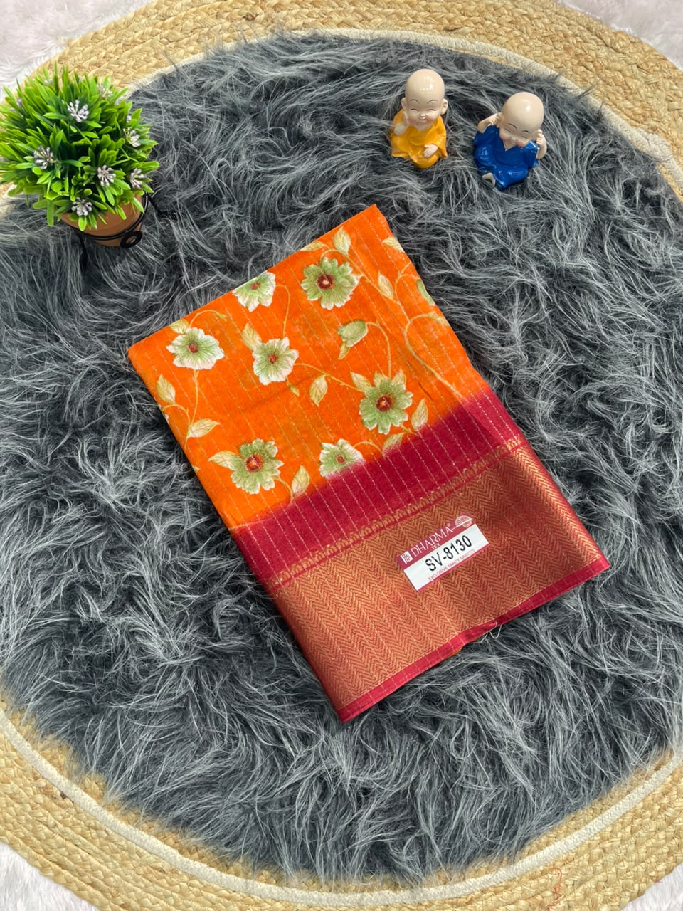 SV-8130 DOLA RIKO FABRIC SAREE WITH BEAUTIFUL FLORAL PRINT WITH BLOUSE