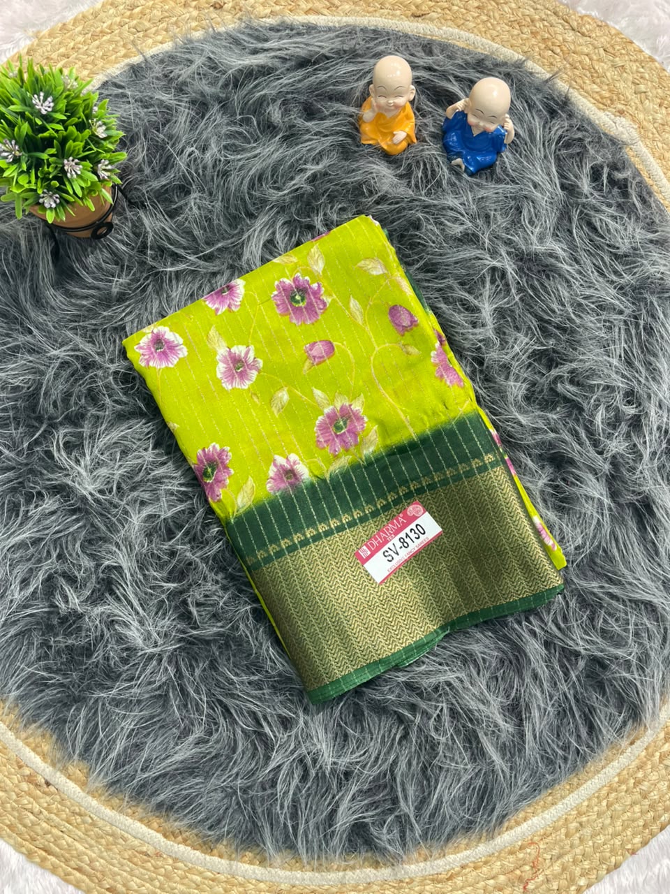 SV-8130 DOLA RIKO FABRIC SAREE WITH BEAUTIFUL FLORAL PRINT WITH BLOUSE
