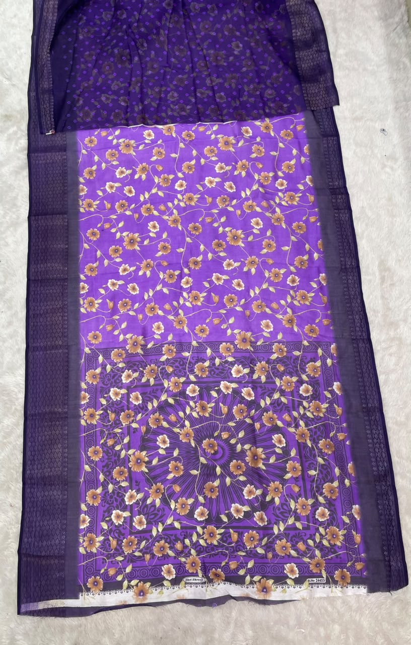 SV-8130 DOLA RIKO FABRIC SAREE WITH BEAUTIFUL FLORAL PRINT WITH BLOUSE