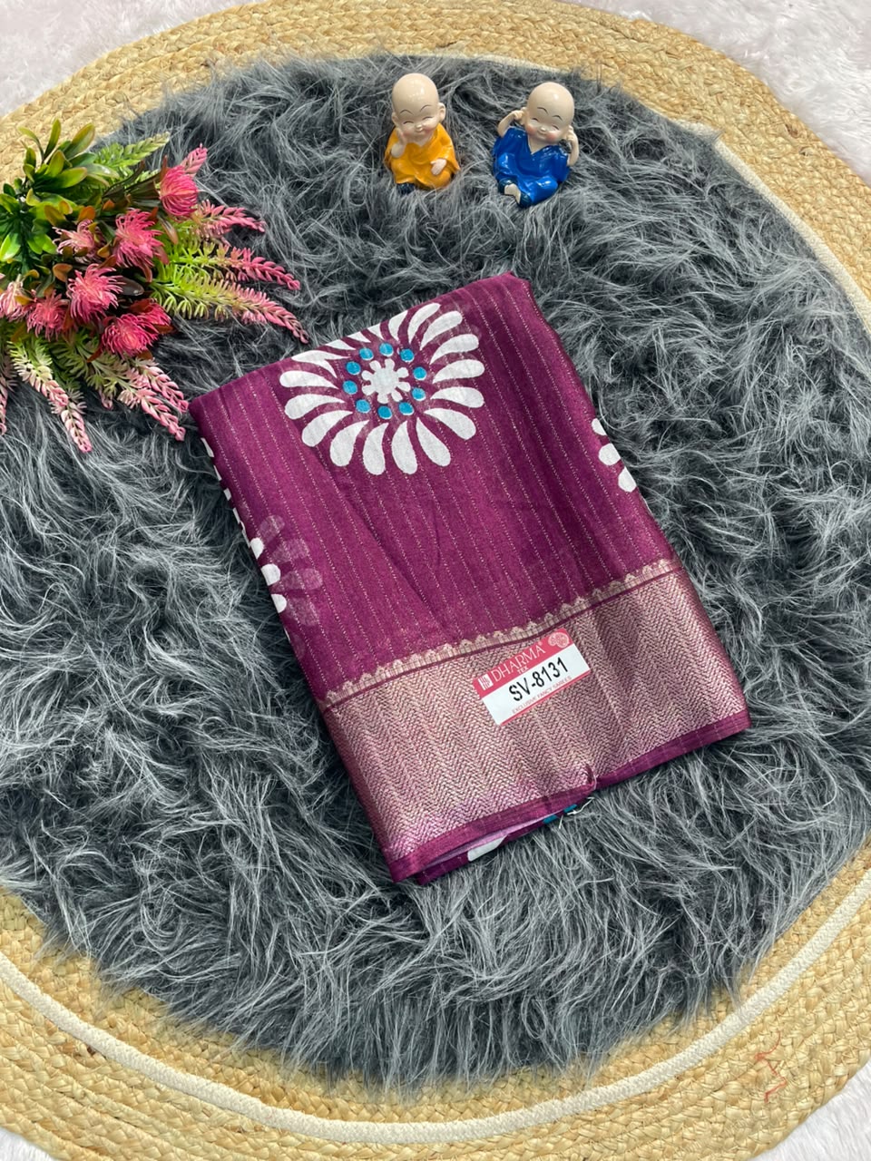 SV-8131 DOLA RIKO FABRIC SAREE WITH BEAUTIFUL FLORAL PRINT DESIGN WITH RICH PALLU DESIGN WITH BLOUSE