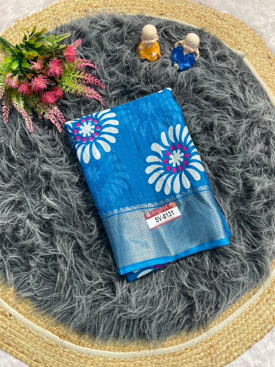 SV-8131 DOLA RIKO FABRIC SAREE WITH BEAUTIFUL FLORAL PRINT DESIGN WITH RICH PALLU DESIGN WITH BLOUSE