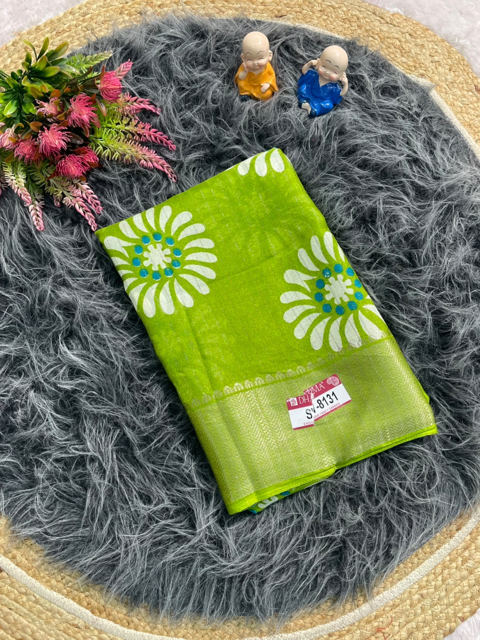 SV-8131 DOLA RIKO FABRIC SAREE WITH BEAUTIFUL FLORAL PRINT DESIGN WITH RICH PALLU DESIGN WITH BLOUSE