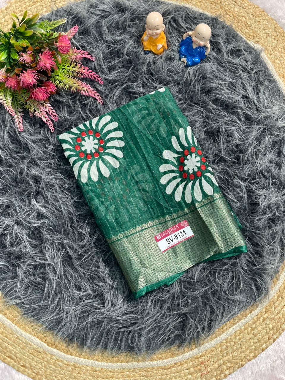 SV-8131 DOLA RIKO FABRIC SAREE WITH BEAUTIFUL FLORAL PRINT DESIGN WITH RICH PALLU DESIGN WITH BLOUSE