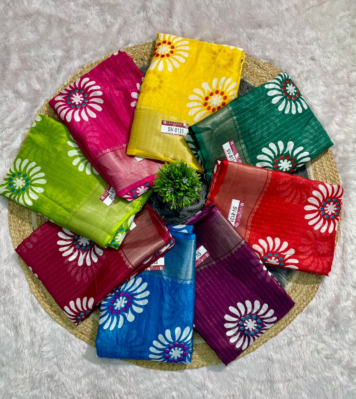 SV-8131 DOLA RIKO FABRIC SAREE WITH BEAUTIFUL FLORAL PRINT DESIGN WITH RICH PALLU DESIGN WITH BLOUSE