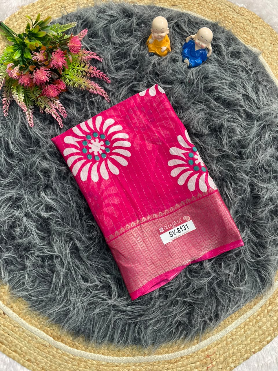 SV-8131 DOLA RIKO FABRIC SAREE WITH BEAUTIFUL FLORAL PRINT DESIGN WITH RICH PALLU DESIGN WITH BLOUSE