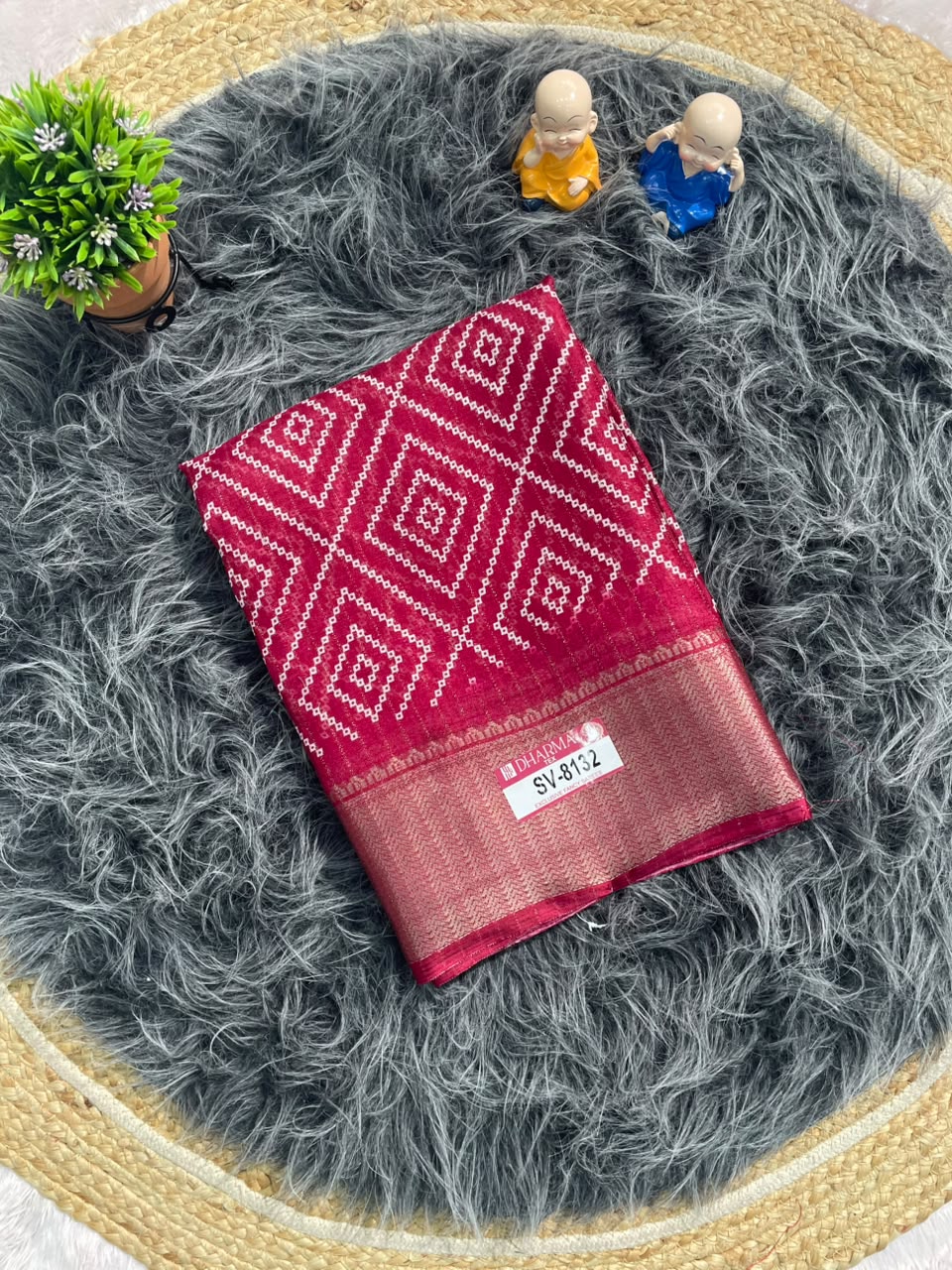 SV-8132 MAL COTTON FABRIC SAREE WITH BEAUTIFUL PRINT WITH RICH PALLU DESIGN WITH BLOUSE