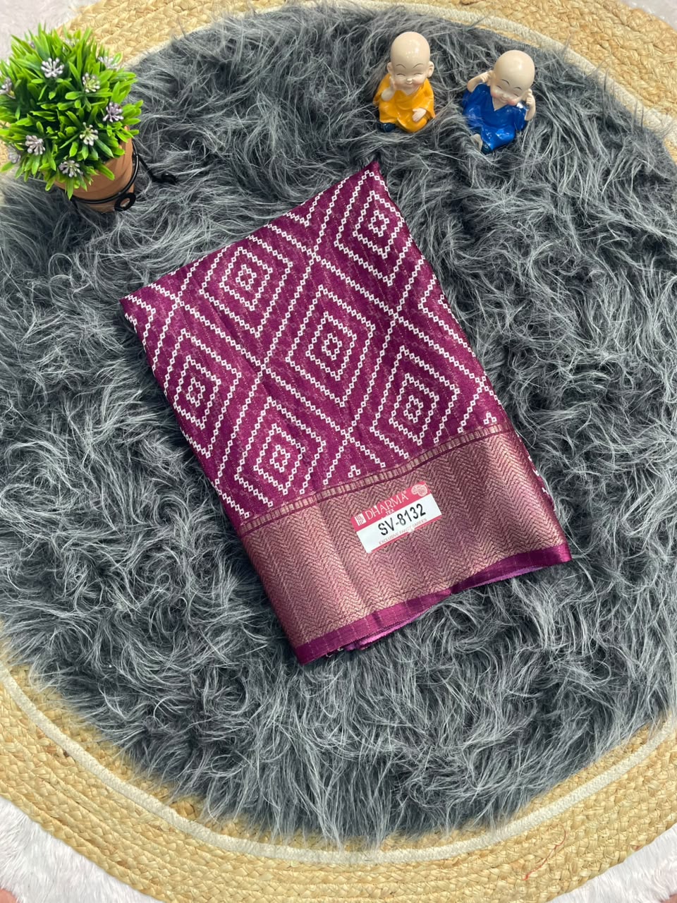 SV-8132 MAL COTTON FABRIC SAREE WITH BEAUTIFUL PRINT WITH RICH PALLU DESIGN WITH BLOUSE
