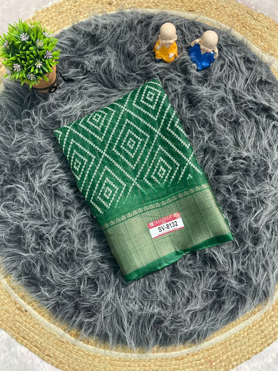 SV-8132 MAL COTTON FABRIC SAREE WITH BEAUTIFUL PRINT WITH RICH PALLU DESIGN WITH BLOUSE