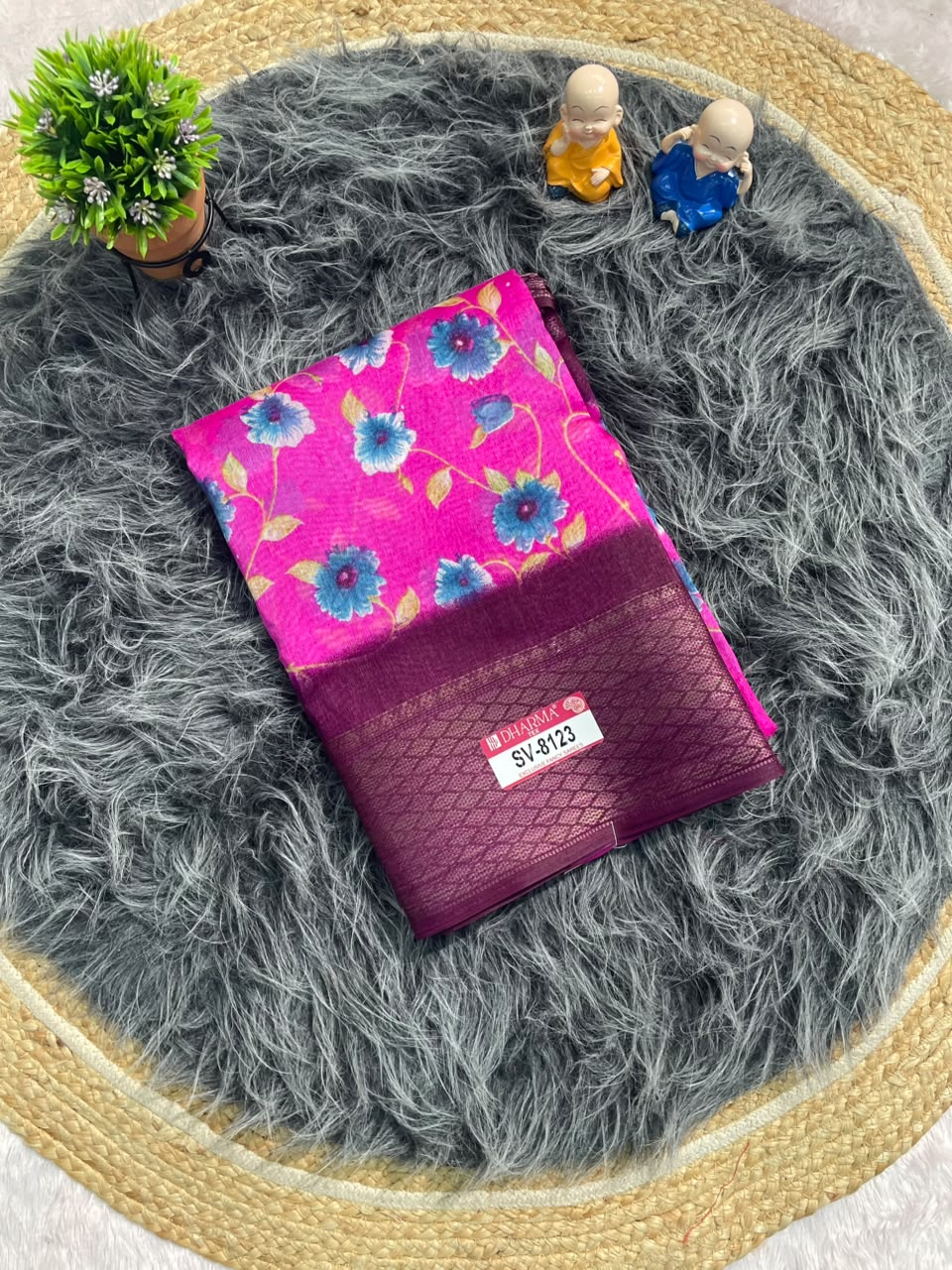 SV-8123 DOLA RIKO FABRIC SAREE WITH BEAUTIFUL DIGITAL FLORAL PRINT WITH DESIGNER PRINTED PALLU WITH ARTISTIC FLORAL MANDALA MOTIF WITH BLOUSE