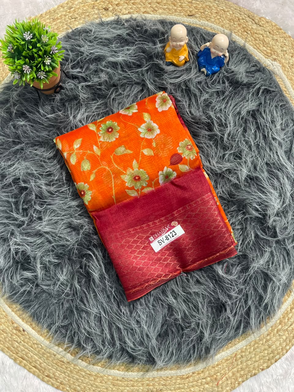 SV-8123 DOLA RIKO FABRIC SAREE WITH BEAUTIFUL DIGITAL FLORAL PRINT WITH DESIGNER PRINTED PALLU WITH ARTISTIC FLORAL MANDALA MOTIF WITH BLOUSE