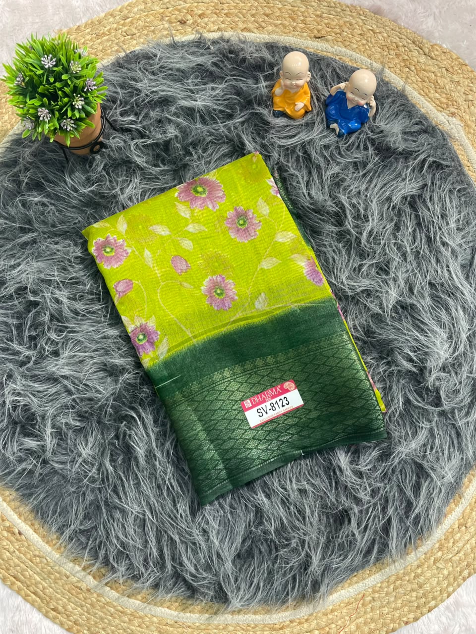 SV-8123 DOLA RIKO FABRIC SAREE WITH BEAUTIFUL DIGITAL FLORAL PRINT WITH DESIGNER PRINTED PALLU WITH ARTISTIC FLORAL MANDALA MOTIF WITH BLOUSE
