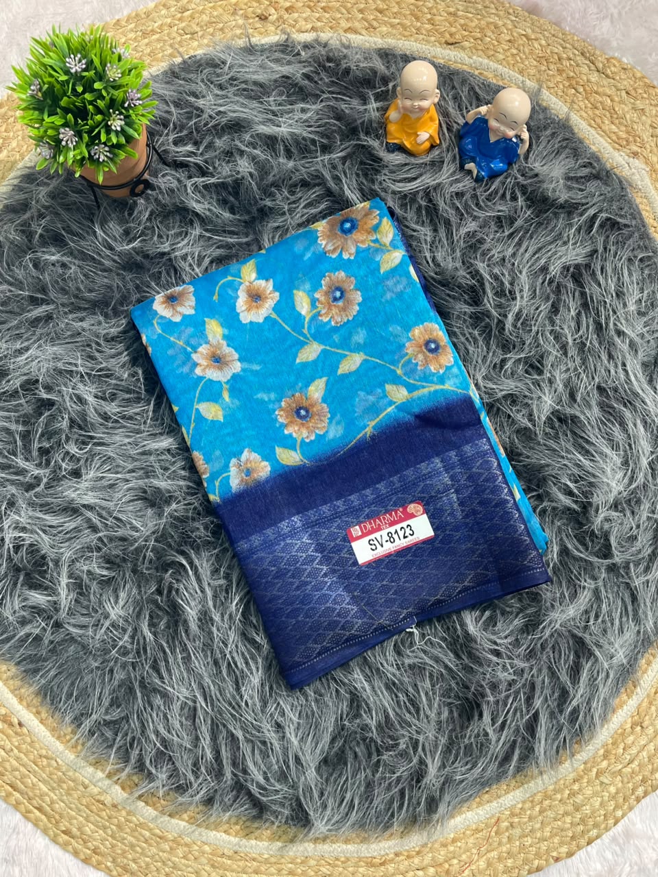 SV-8123 DOLA RIKO FABRIC SAREE WITH BEAUTIFUL DIGITAL FLORAL PRINT WITH DESIGNER PRINTED PALLU WITH ARTISTIC FLORAL MANDALA MOTIF WITH BLOUSE