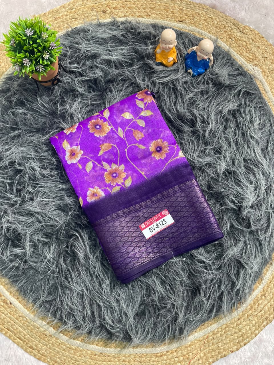 SV-8123 DOLA RIKO FABRIC SAREE WITH BEAUTIFUL DIGITAL FLORAL PRINT WITH DESIGNER PRINTED PALLU WITH ARTISTIC FLORAL MANDALA MOTIF WITH BLOUSE