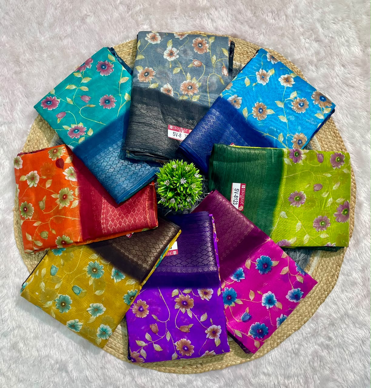 SV-8123 DOLA RIKO FABRIC SAREE WITH BEAUTIFUL DIGITAL FLORAL PRINT WITH DESIGNER PRINTED PALLU WITH ARTISTIC FLORAL MANDALA MOTIF WITH BLOUSE