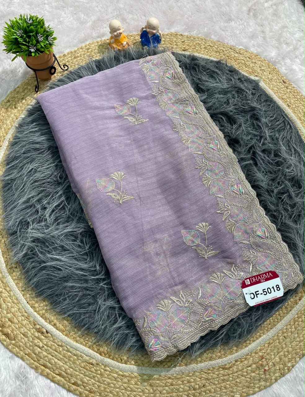 DF-5018 FANCY FABRIC SAREE WITH EMBROIDERY WORK WITH CUTWORK WITH BEAUTIFUL DESIGN WITH EMBROIDERY BLOUSE