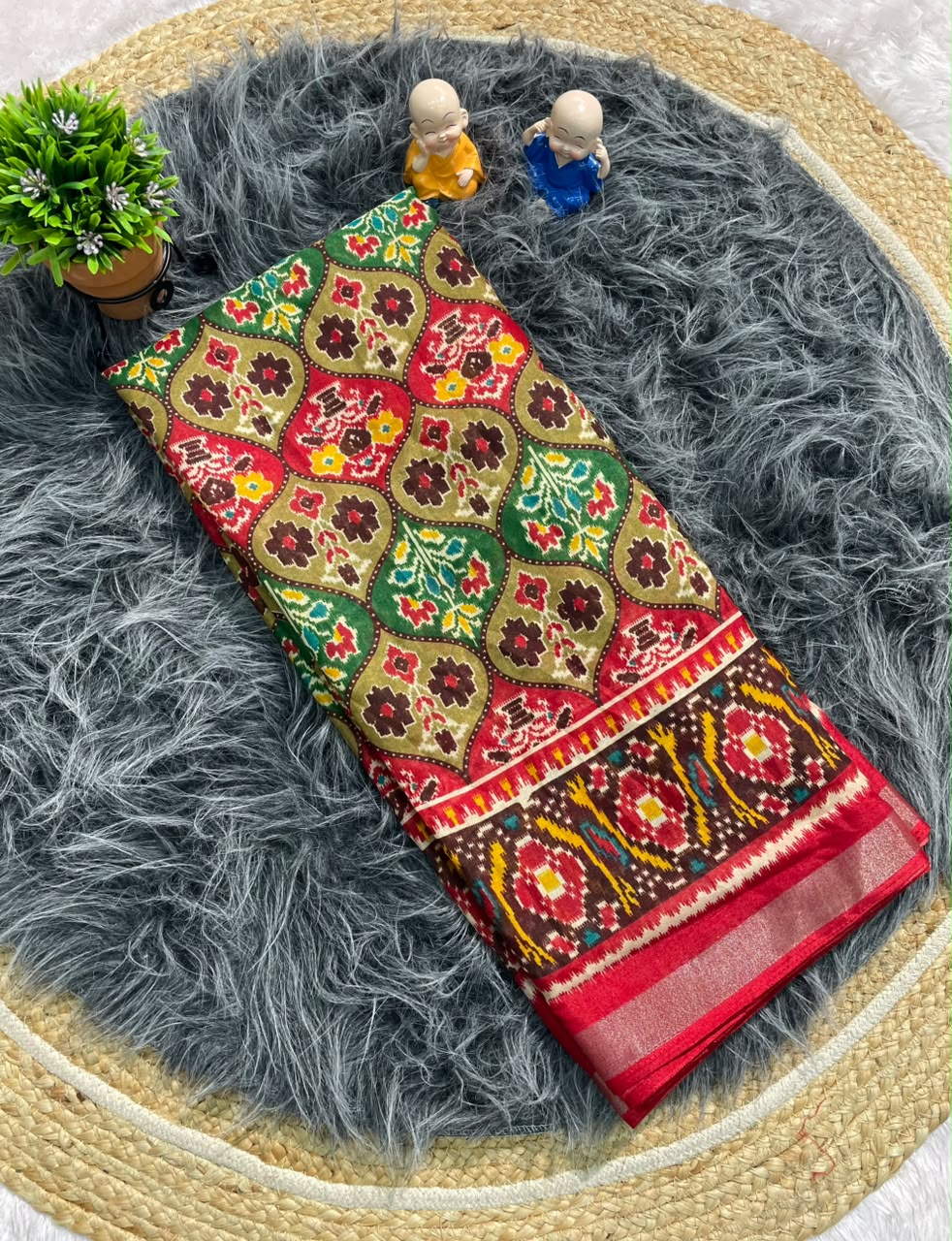 SV-8126 MAL COTTON FABRIC SAREE WITH RICH PALLU DESIGN WITH BEAUTIFUL RANGKART DESIGN WITH PATOLA BORDER WITH BLOUSE