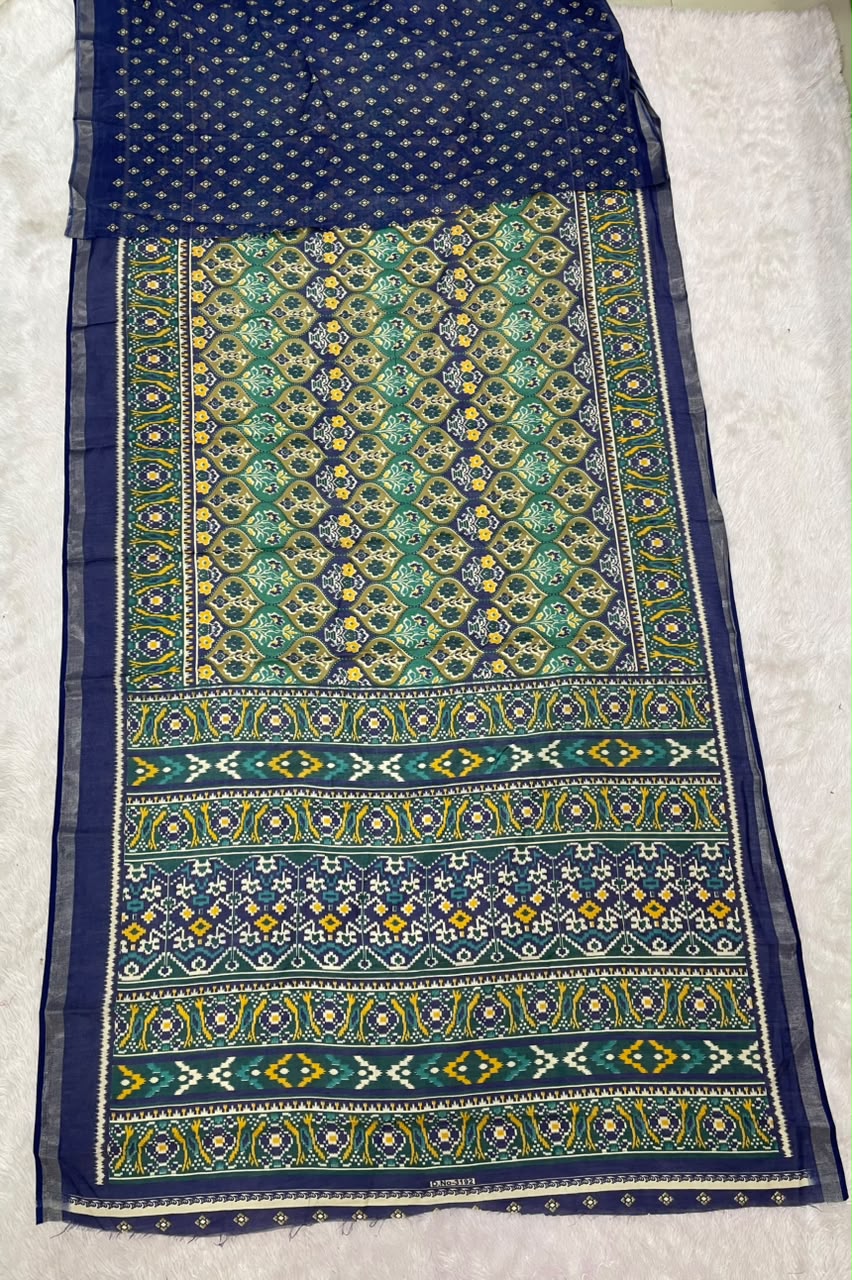 SV-8126 MAL COTTON FABRIC SAREE WITH RICH PALLU DESIGN WITH BEAUTIFUL RANGKART DESIGN WITH PATOLA BORDER WITH BLOUSE