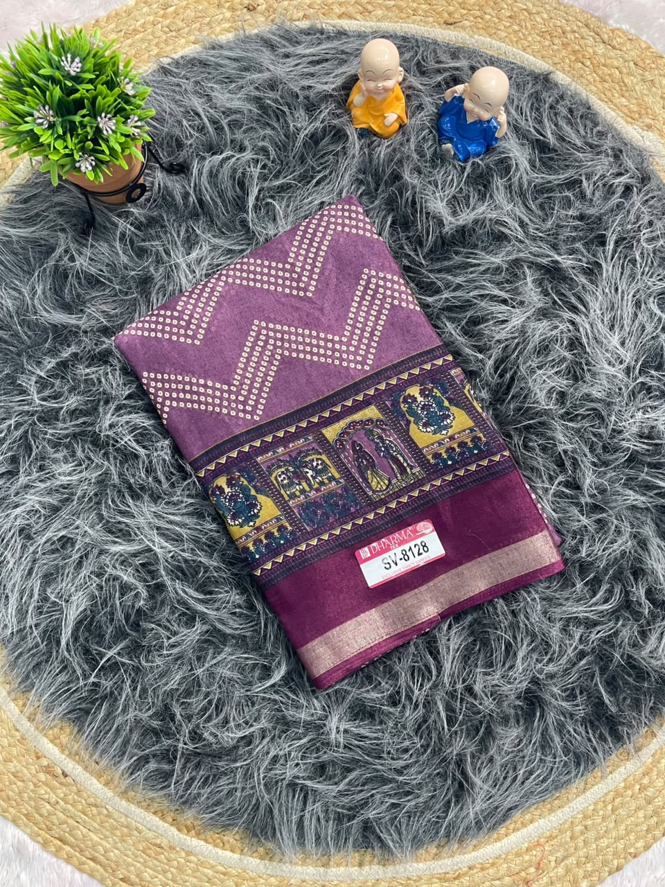 SV-8128 MAL COTTON FABRIC SAREE WITH BEAUTIFUL PRINT ON SAREE WITH RICH PALLU DESIGN WITH JODA DESIGN PALLU AND BORDER WITH BLOUSE