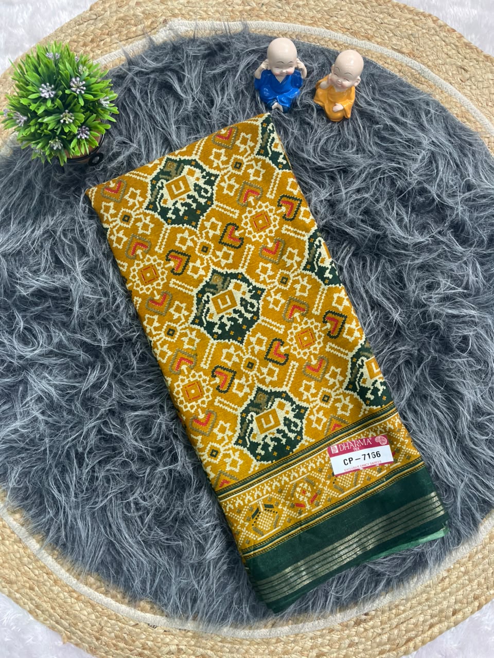 CP-7166 MAL COTTON FABRIC SAREE WITH BEAUTIFUL DESIGN WITH BEAUTUFUL PATOLA PRINT ALL OVER ON SAREE WITH BLOUSE