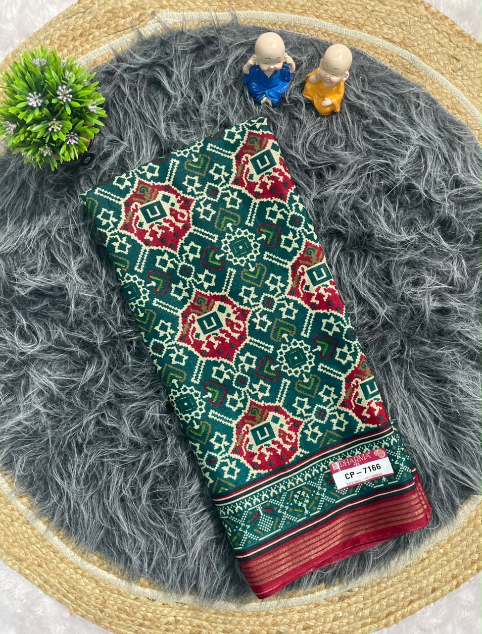 CP-7166 MAL COTTON FABRIC SAREE WITH BEAUTIFUL DESIGN WITH BEAUTUFUL PATOLA PRINT ALL OVER ON SAREE WITH BLOUSE