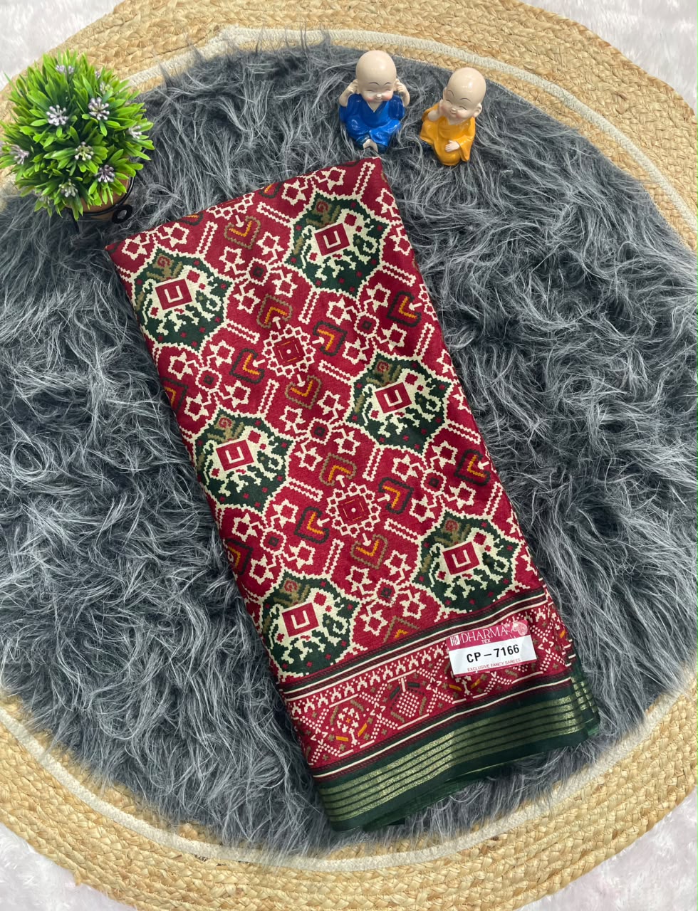 CP-7166 MAL COTTON FABRIC SAREE WITH BEAUTIFUL DESIGN WITH BEAUTUFUL PATOLA PRINT ALL OVER ON SAREE WITH BLOUSE