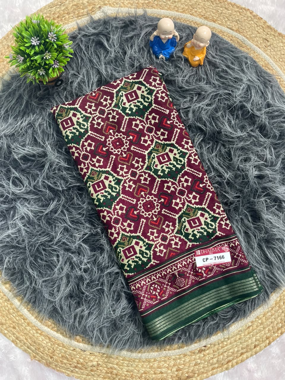 CP-7166 MAL COTTON FABRIC SAREE WITH BEAUTIFUL DESIGN WITH BEAUTUFUL PATOLA PRINT ALL OVER ON SAREE WITH BLOUSE
