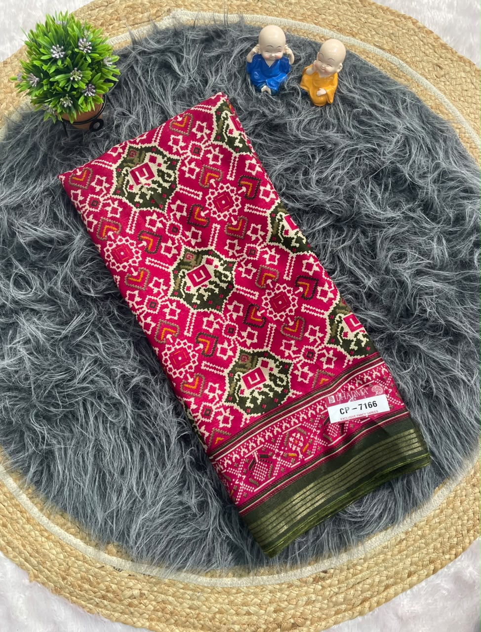 CP-7166 MAL COTTON FABRIC SAREE WITH BEAUTIFUL DESIGN WITH BEAUTUFUL PATOLA PRINT ALL OVER ON SAREE WITH BLOUSE