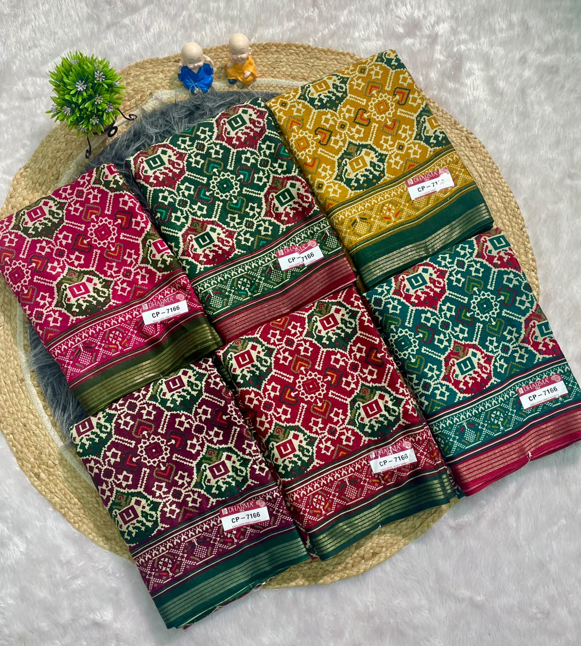 CP-7166 MAL COTTON FABRIC SAREE WITH BEAUTIFUL DESIGN WITH BEAUTUFUL PATOLA PRINT ALL OVER ON SAREE WITH BLOUSE