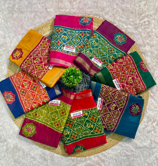 SV-8133 MAL COTTON FABRIC SAREE WITH RICH PALLU DESIGN WITH BEAUTIFUL PRINT WITH BLOUSE