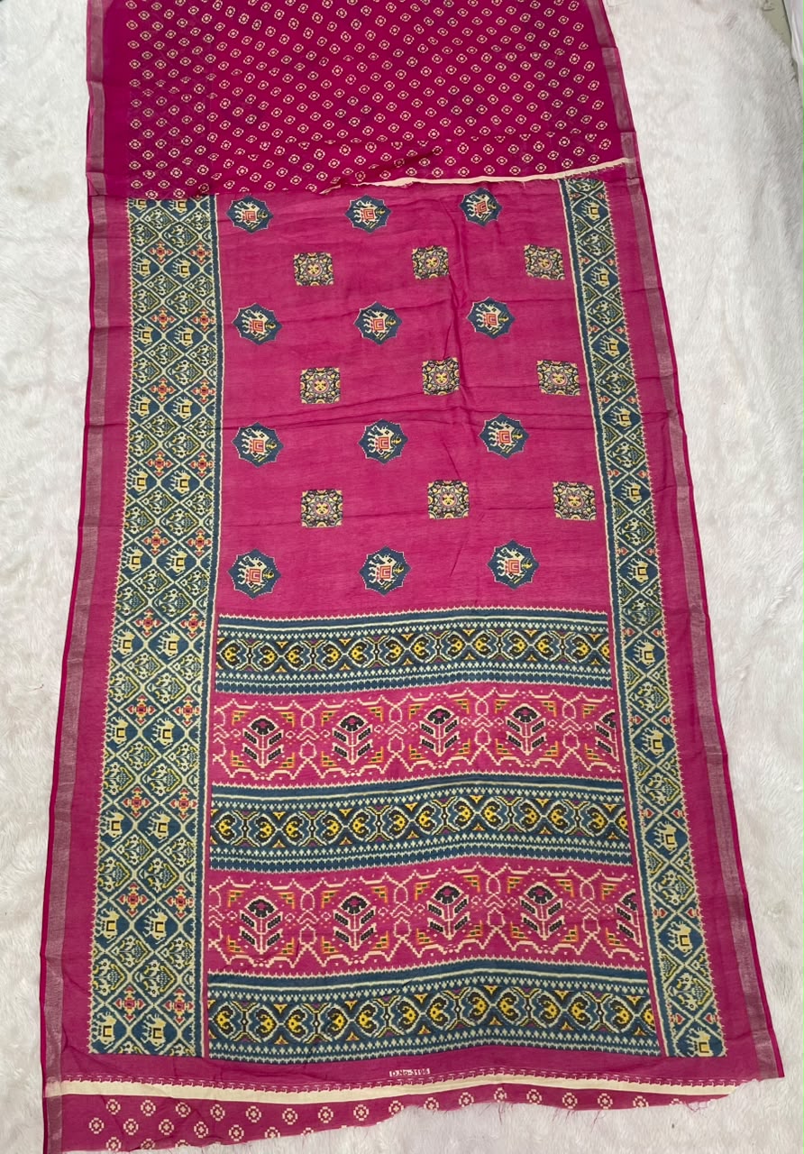 SV-8133 MAL COTTON FABRIC SAREE WITH RICH PALLU DESIGN WITH BEAUTIFUL PRINT WITH BLOUSE