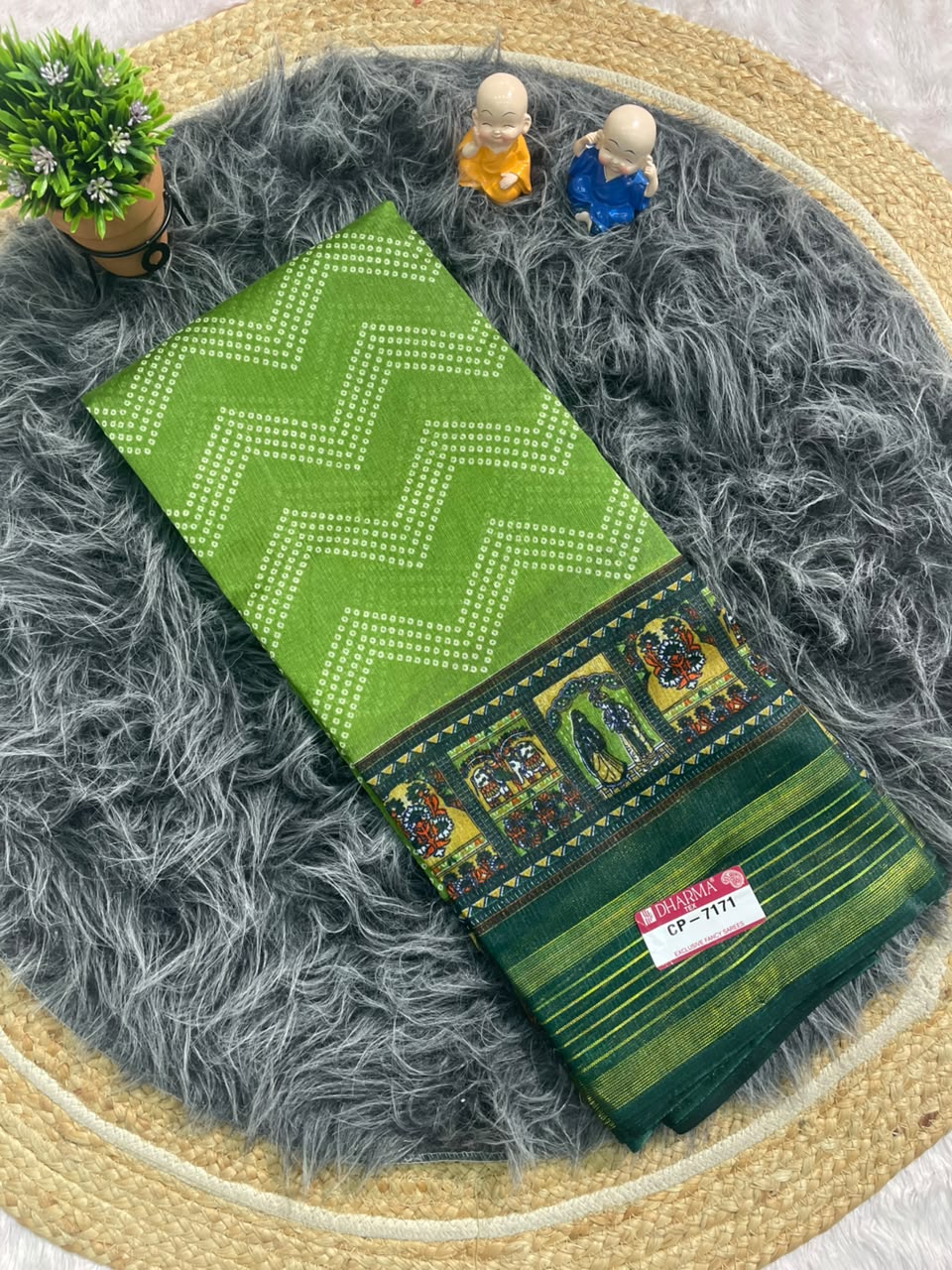 CP-7171 DOLA SAREE FABRIC SAREE WITH BEAUTIFUL PALLU WITH BEAUTIFUL JODA DESIGN WITH BLOUSE