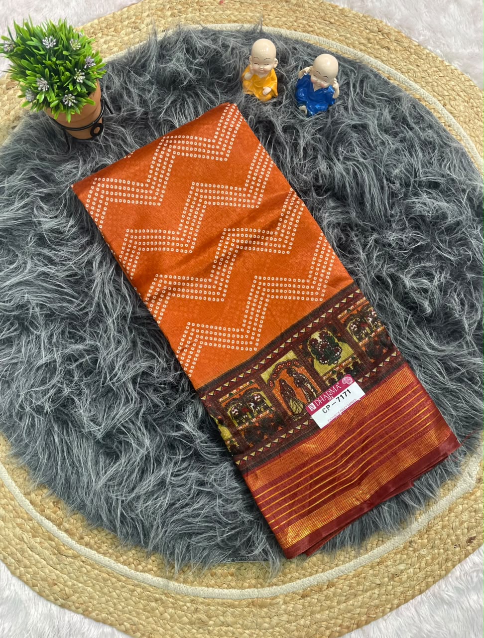 CP-7171 DOLA SAREE FABRIC SAREE WITH BEAUTIFUL PALLU WITH BEAUTIFUL JODA DESIGN WITH BLOUSE