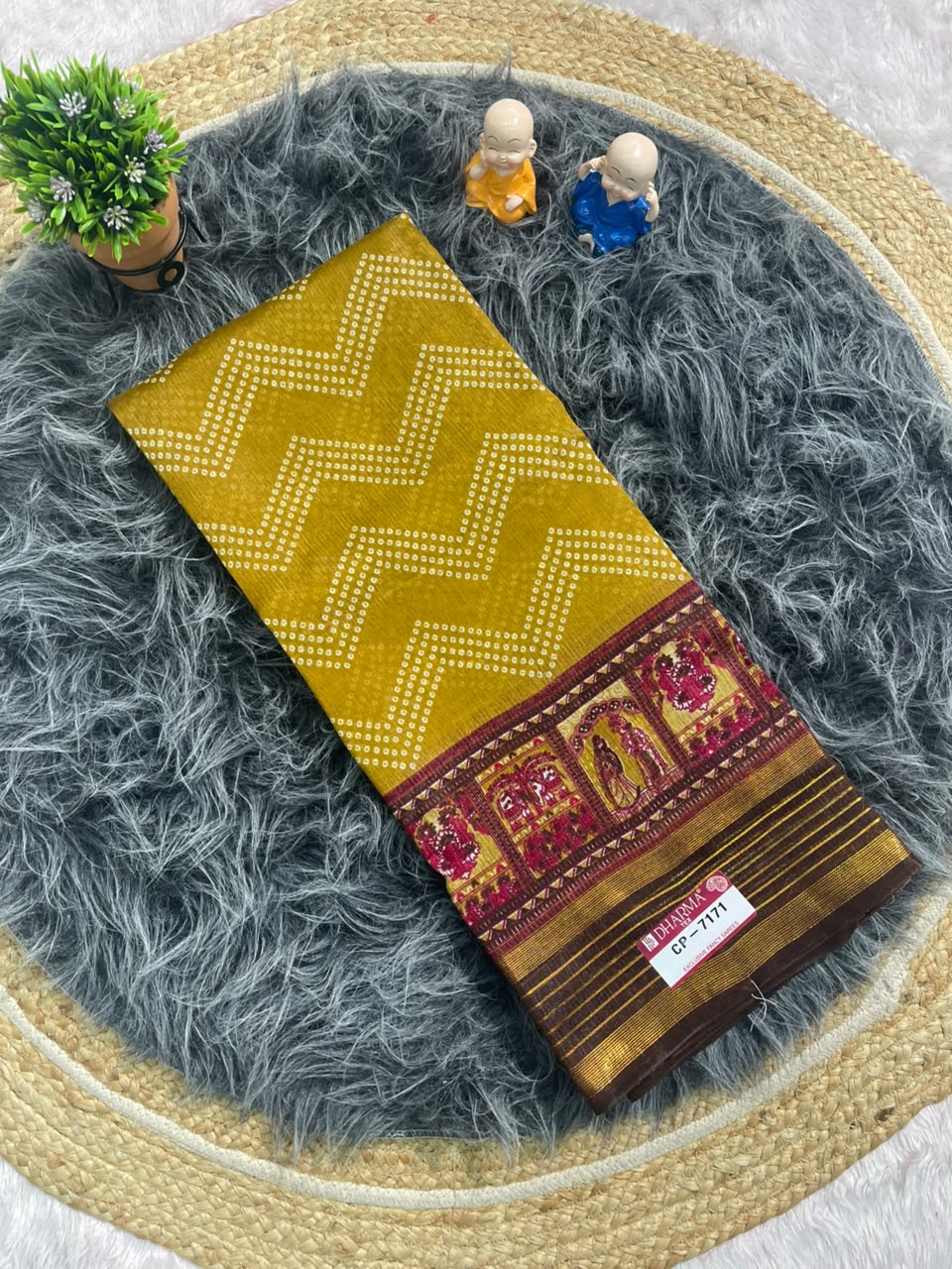CP-7171 DOLA SAREE FABRIC SAREE WITH BEAUTIFUL PALLU WITH BEAUTIFUL JODA DESIGN WITH BLOUSE