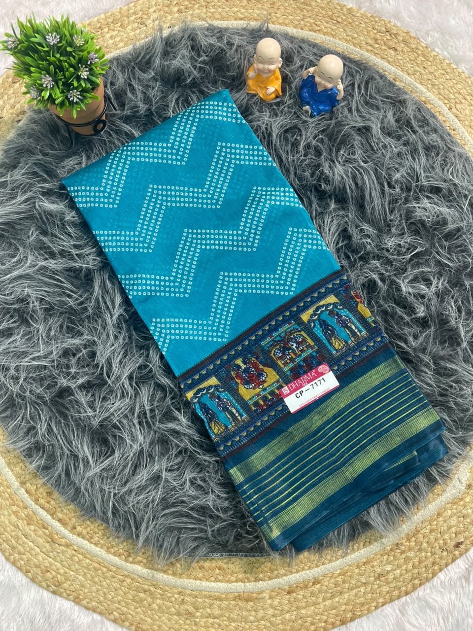 CP-7171 DOLA SAREE FABRIC SAREE WITH BEAUTIFUL PALLU WITH BEAUTIFUL JODA DESIGN WITH BLOUSE