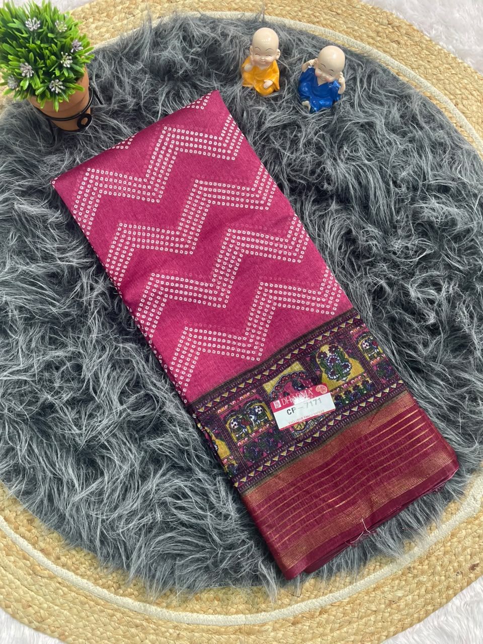 CP-7171 DOLA SAREE FABRIC SAREE WITH BEAUTIFUL PALLU WITH BEAUTIFUL JODA DESIGN WITH BLOUSE