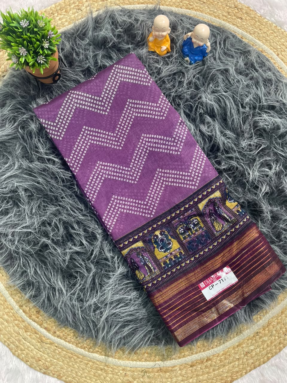 CP-7171 DOLA SAREE FABRIC SAREE WITH BEAUTIFUL PALLU WITH BEAUTIFUL JODA DESIGN WITH BLOUSE