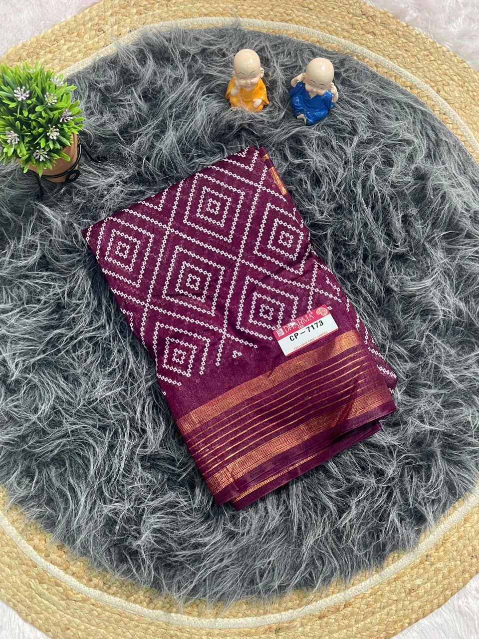 CP-7173 DOLA FABRIC SAREE WITH RICH PALLU DESIGN WITH BEAUTIFUL FLORAL PRINT DESIGN WITH BLOUSE