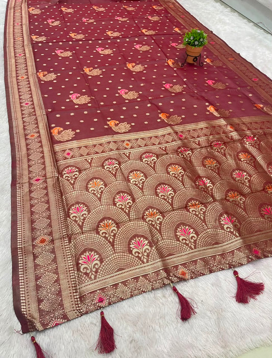 AJ-SAHELI COTTON SILK FABRIC SAREE WITH BEAUTIFUL RICH PALLU DESIGN WITH  BEAUTIFUL PRINT WITH BLOUSE